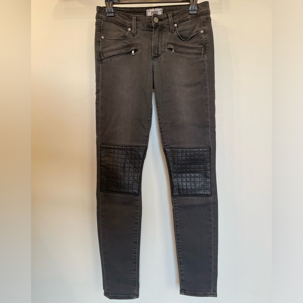 Paige Denim Jeans Moscow No Whiskers Moto Black Fade Skinny low-rise size 27